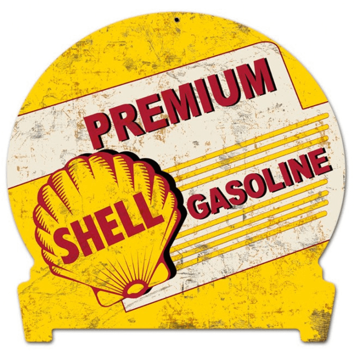 Premium Shell Gasoline Advertising Sign Steel Vintage Style Retro Gas Oil Garage Art Wall Decor SHL182