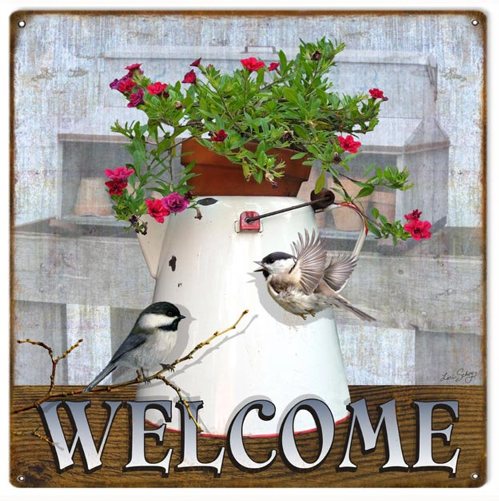 Country Welcome 12 x 12 vintage style retro country advertising art wall decor RG