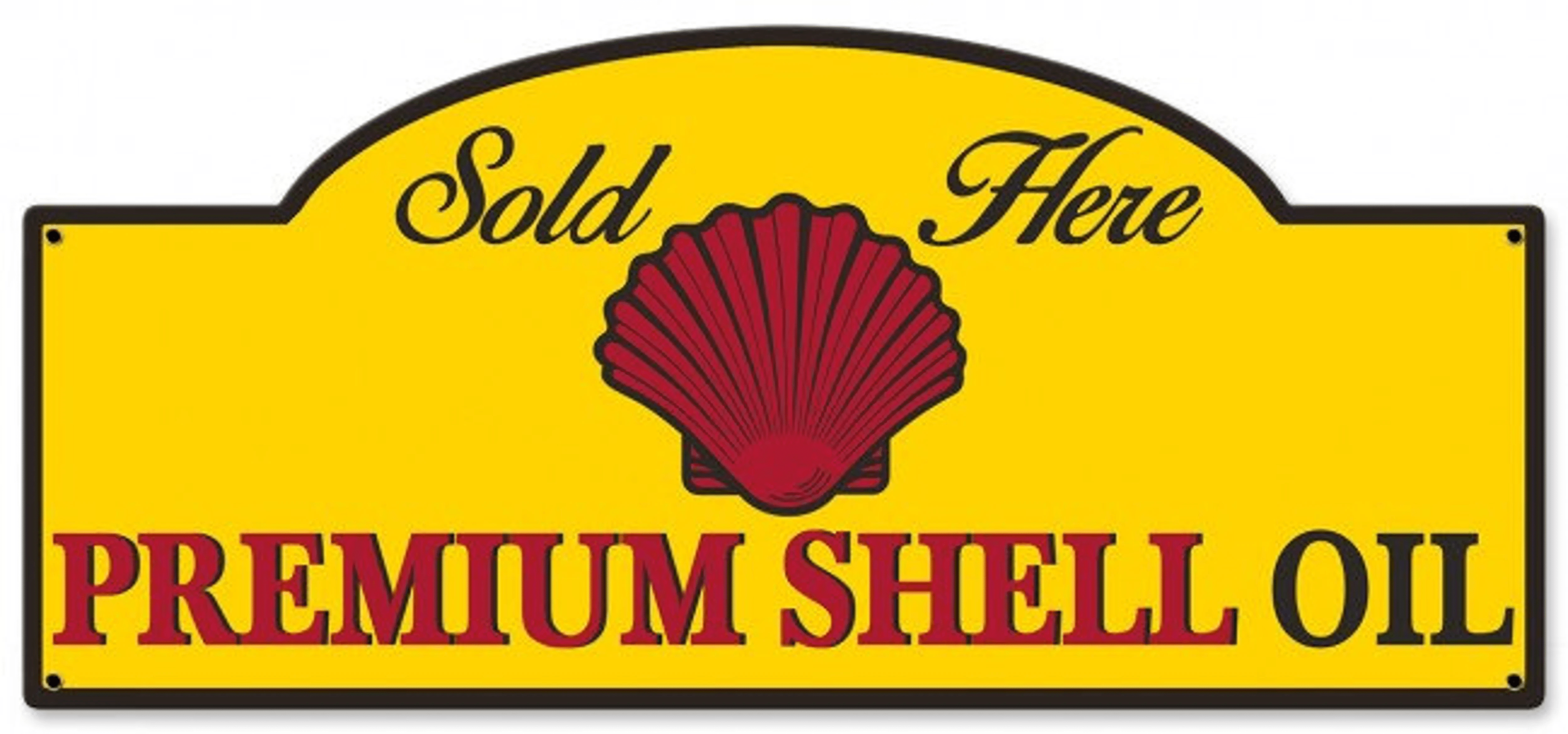 Sold Here Premium Shell Motor Oil Replica Sign 17 x 7 Powder Coated Steel Vintage Style Retro Gas Oil Garage Art Wall Decor SHL183