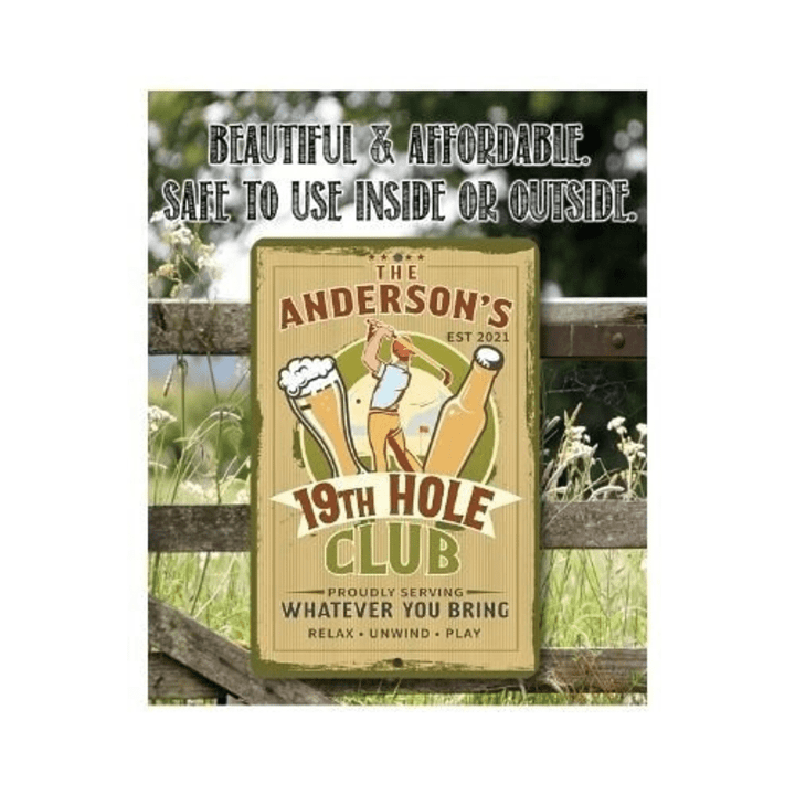 Personalized 19th Hole Club Golf Aluminum Tin Awesome Metal Poster