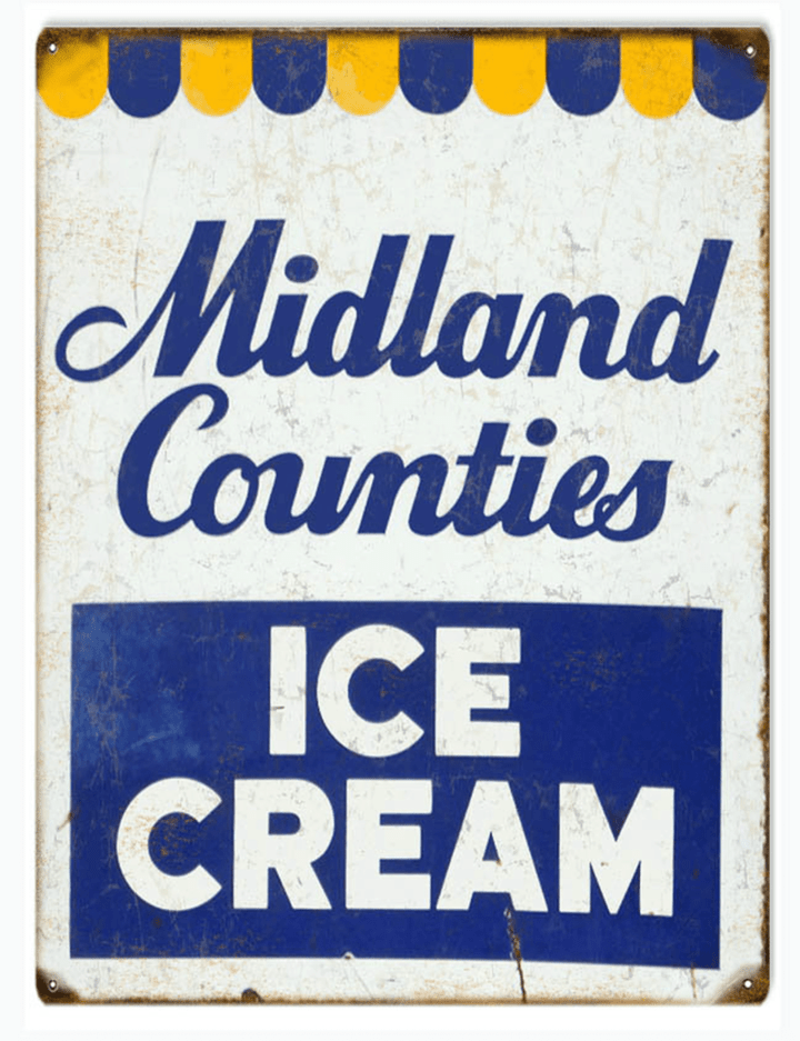 Midland Counties Ice Cream Metal Sign  vintage style retro country advertising art wall decor RG