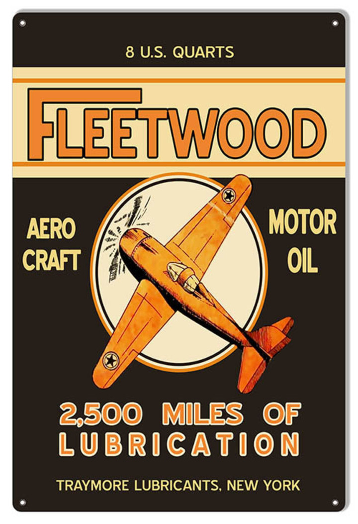 Fleetwood Aviation Motor Oil Metal Sign 2 Sizes Available Vintage Style Retro Garage Art RG