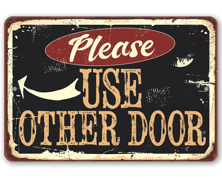 Tin Please Use Other Door Pointing Durable Metal Sign Use Indoor Outdoor Door Sign for Restaurant or Bar