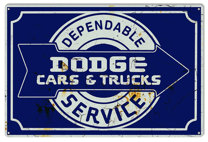 Dodge Cars & Trucks 24 Gauge Metal Advertising Sign Vintage Style Retro Reproduction Garage Wall Art RG
