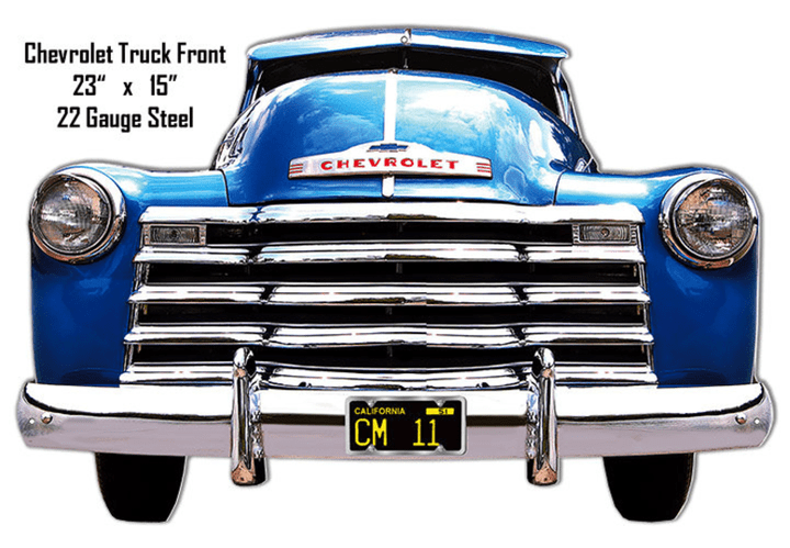 Chevy Truck Vintage Front End Laser Cutout Sign Large 15 x 23 inch 22 Gauge Steel Metal Vintage Style Retro Garage Art RG 8360S