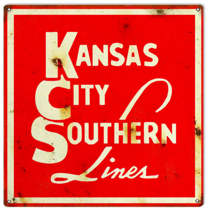 Kansas City Southern Lines Railroad Sign Aluminum Metal Sign Vintage Style Retro Home Decor Garage Art RG6275