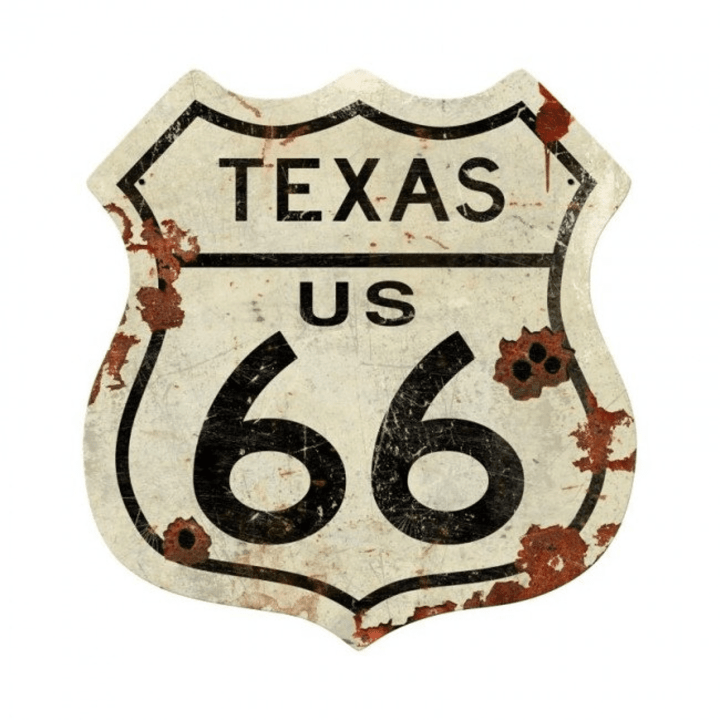 Texas U.S. Route 66 metal sign 2 Sizes Aged OR New Style american made vintage style man cave game room garage art wall decor PS