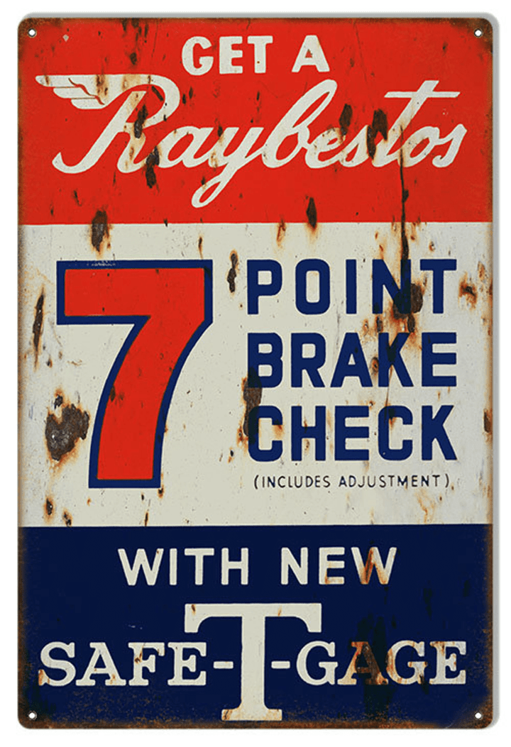 Raybestos Brake Service Aged Style 3 Sizes Vintage Style Retro Garage Art RG