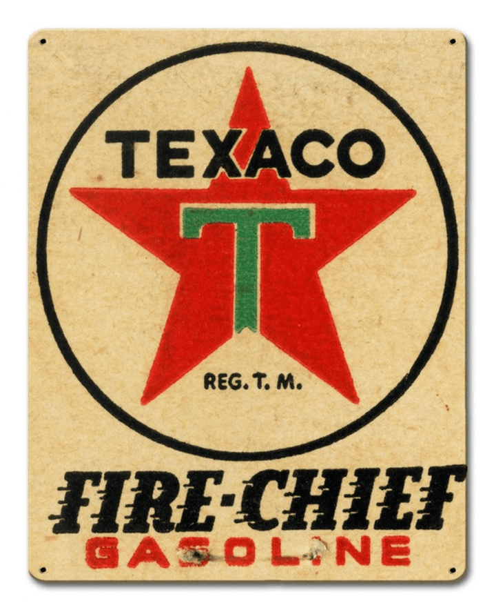 Texaco Fire Chief Gasoline Art on Metal Sign 12 x 15 vintage style garage art wall decor PTSB195