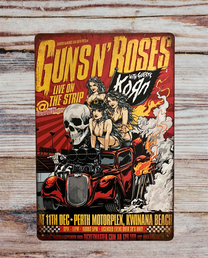 Guns N Roses Vintage Antique Style Collectible Tin Sign Metal Wall Decor Garage Man Cave Game Room Bar Fast Shipping