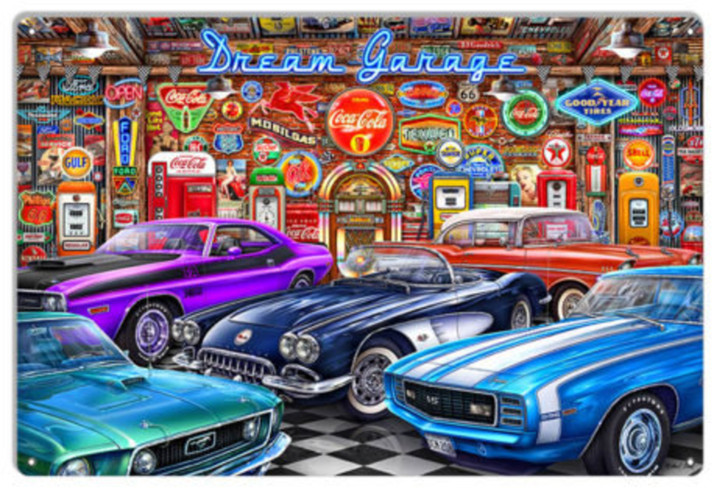 Dream Garage Metal Sign By Michael Fishel 2 Sizes 22 Gauge Steel Metal Vintage Retro Garage Art RG