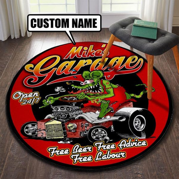 Personalized Dad'S Garage Round Mat Round Floor Mat Room Rugs Carpet Outdoor Rug Washable Rugs L (40In)