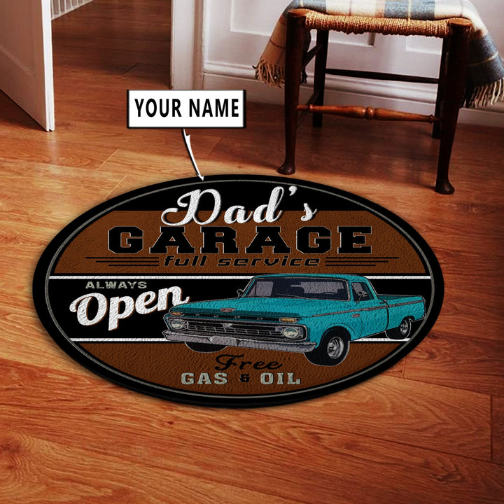 Personalized  Dads Garage Vintage Truck Round Rug, Carpet 10332