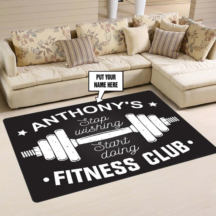 Personalized Fitness Home Gym Decor Stop Wishing Start Doing Area Rug, Carpet 07546