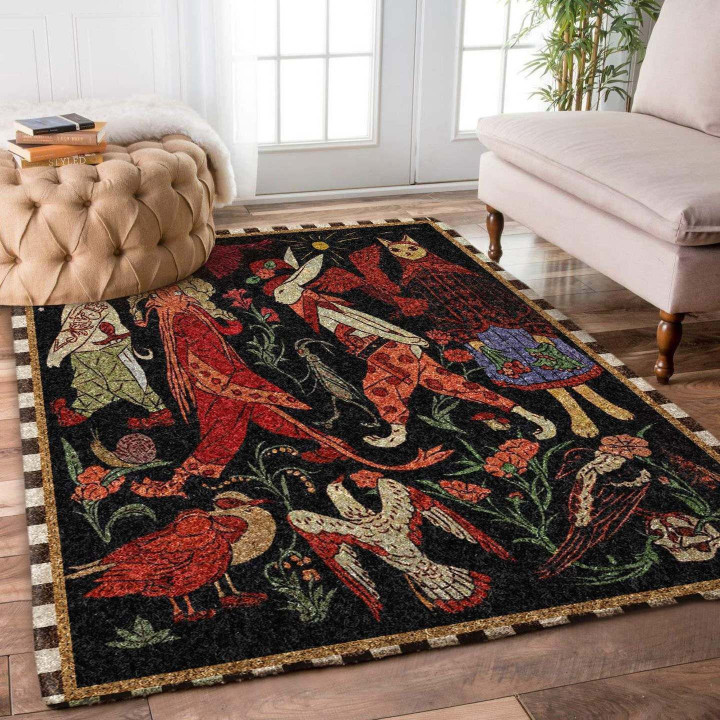 Pig Rabbit Cat Bird Forest Carpet Rectangle Area Rugs Carpet For Living Room, Bedroom, Kitchen Rugs, Non-Slip Carpet Rp124043