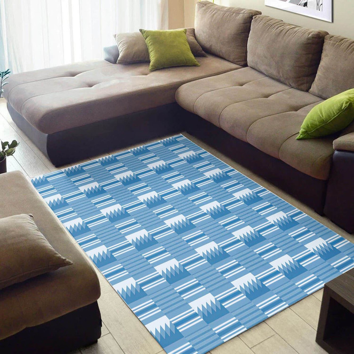 Blue And White Abstract African American Area Rug Home Decor