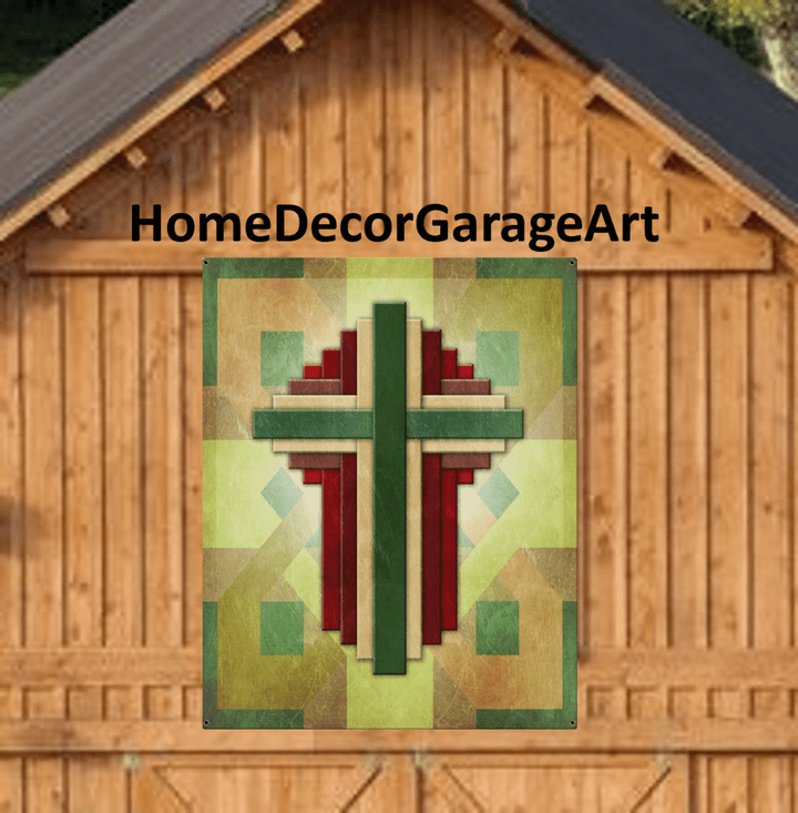 Barn Quilt Sign Multiple Crosses Metal with UV Protection  Amish Dutch country home decor garage art