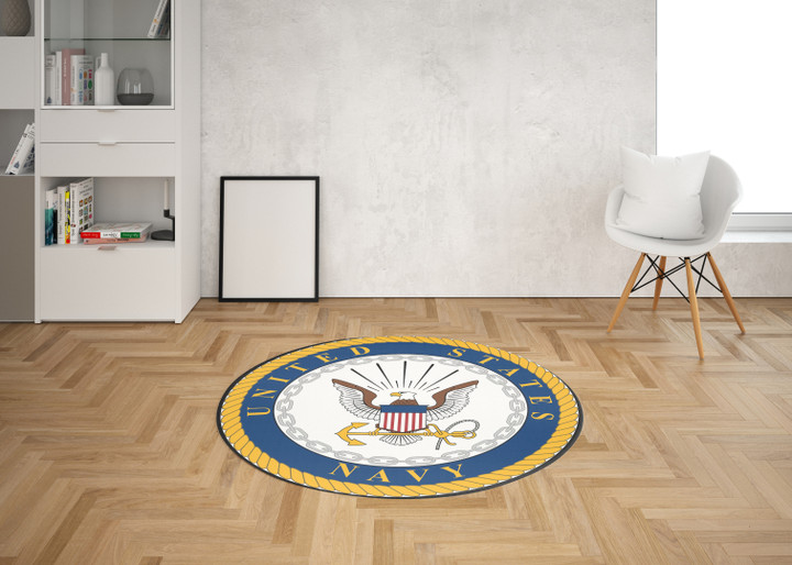 United State Navy Round Mat Round Floor Mat Room Rugs Carpet Outdoor Rug Washable Rugs