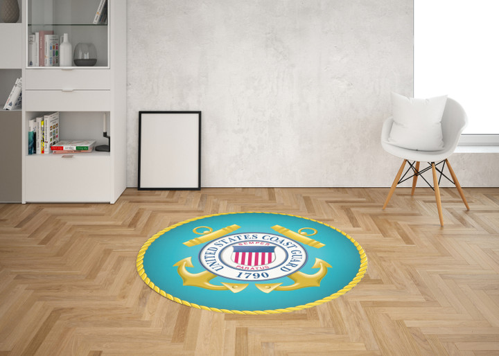 United State Coast Guard Round Mat Round Floor Mat Room Rugs Carpet Outdoor Rug Washable Rugs