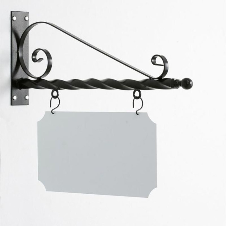 Vintage Hanging Sign Bracket With Ball Black Powder-Coated Steel