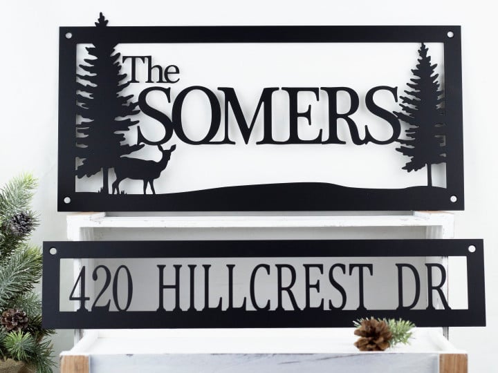 Custom Family Name Address Metal Sign Family Name Sign House Numbers Outdoor Sign Address Sign