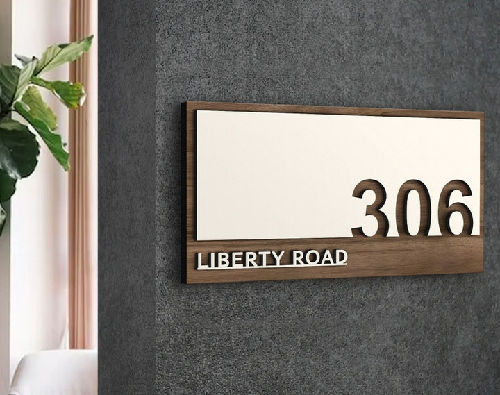 Custom Wooden Address Sign For House, Porch Address Plaque, Horizontal Address Plaque Sign
