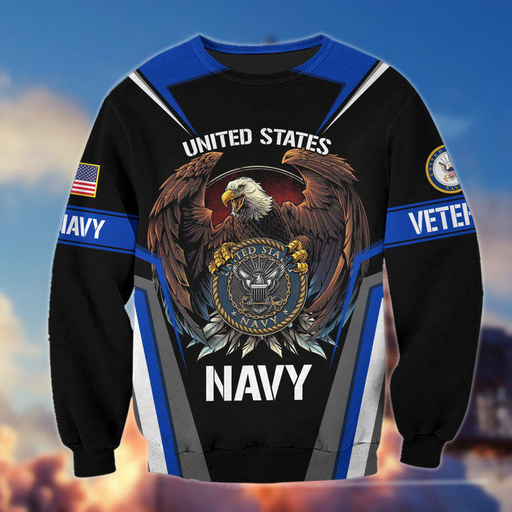 Blue American Eagle Veteran Military Veteran 3D US Sweatshirt