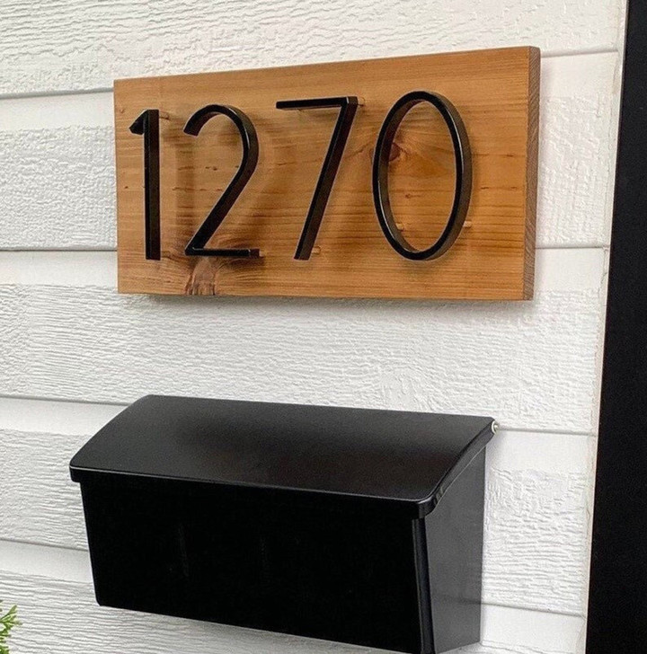 Home Gift, House Number Sign, Horizontal Wood Custom, House Numbers, Address Plaque, Modern Address Sign, Cedar Wood