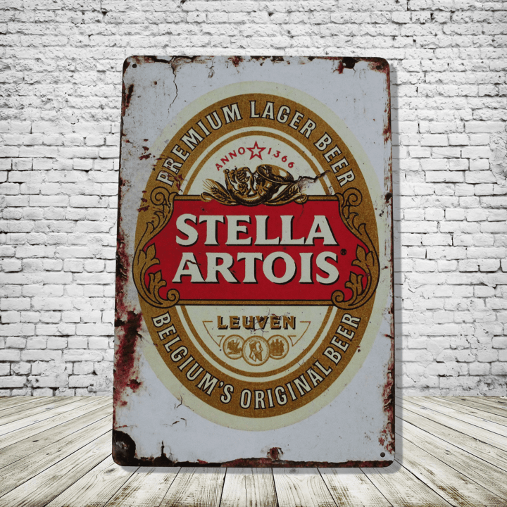 Stella Art ois Beer Vintage Antique Style Tin Sign Metal Wall Decor Garage Man Cave Game Room Bar