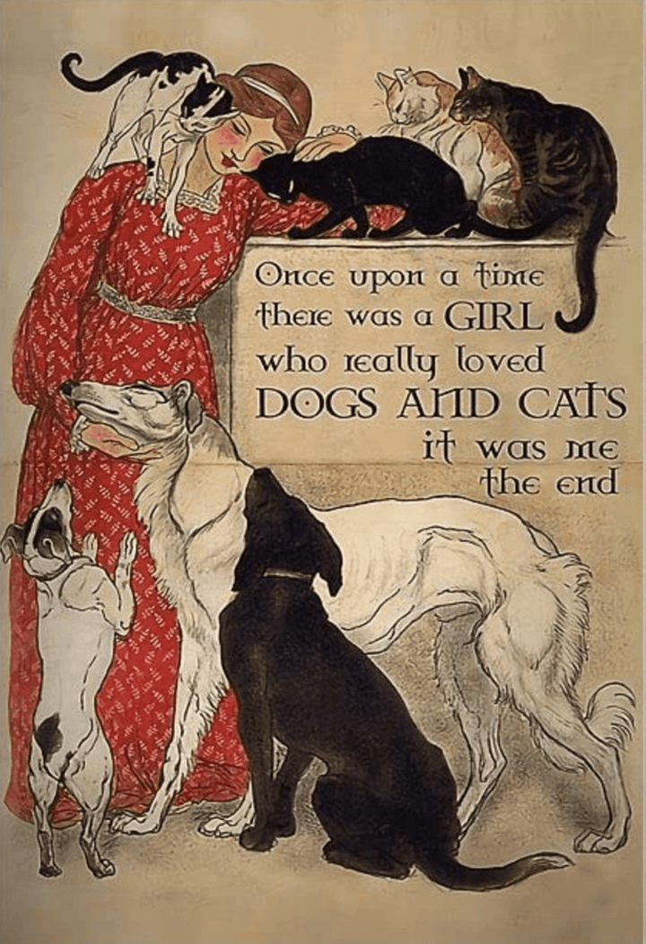 Tin Sign Once Upon A Time There Was A Girl Who Really Loved Dogs And Cats