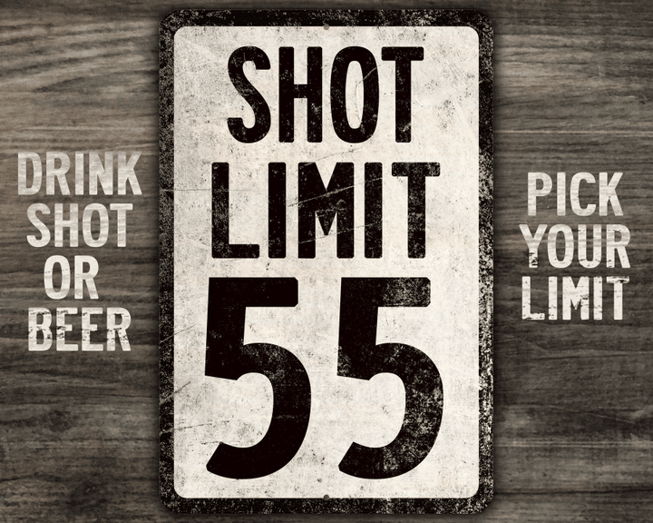 Customizable Drink Limit Sign - Drink Beer Or Shot Limit Your Choice Bar Sign - Vintage Style Metal Sign