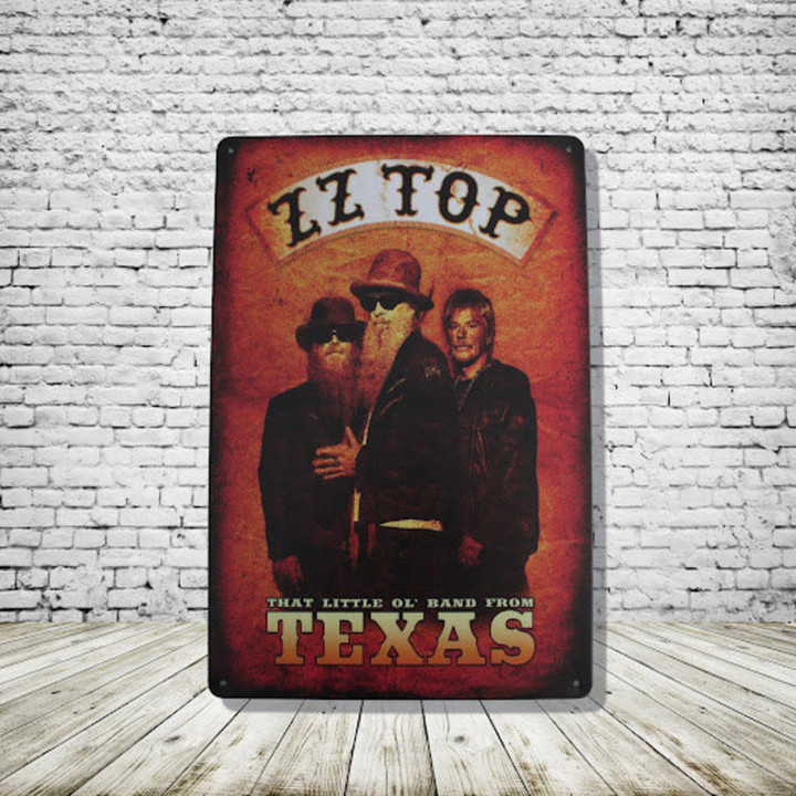 Zz Top Vintage Antique Style Collectible Tin Sign Metal Wall Decor Garage Man Cave Game Room Bar