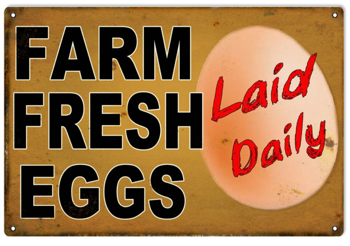 Farm Fresh Eggs Laid Daily Metal Sign Vintage Style Home Decor Wall Art