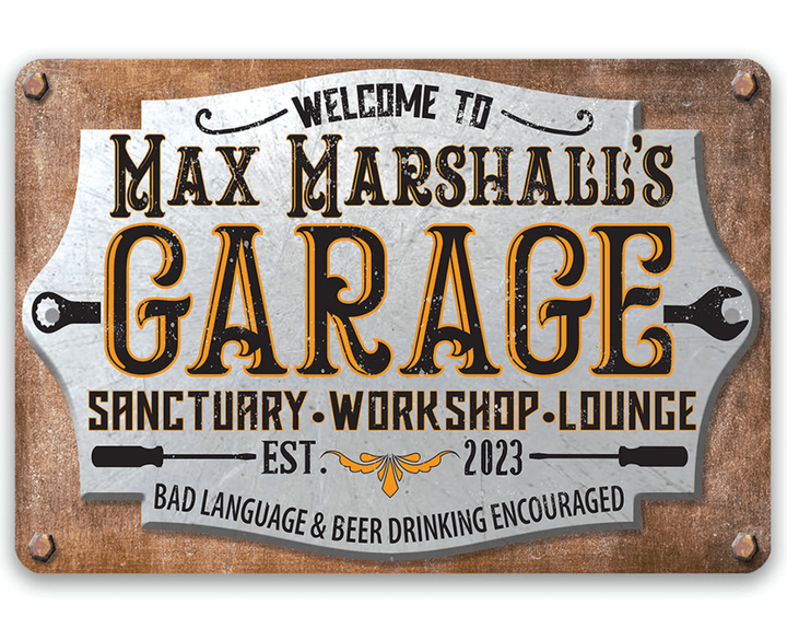 Personalized Welcome To Garage Workshop Repair Shop Decor Classic Gift For Fathers Day Or Indoors Or Outdoors Durable Sign