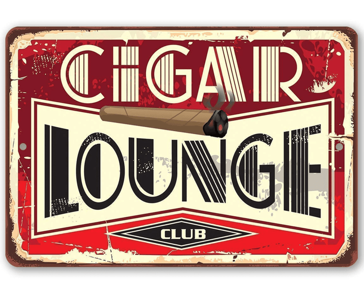 Tin Cigar Lounge Metal Sign Indoor Outdoor Great Home Bar Man Cave Decor For Cigar Aficionados