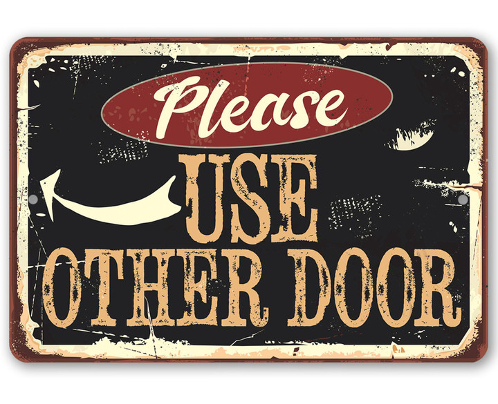 Tin Please Use Other Door Pointing Durable Metal Sign Use Indoor Outdoor Door Sign For Restaurant Or Bar