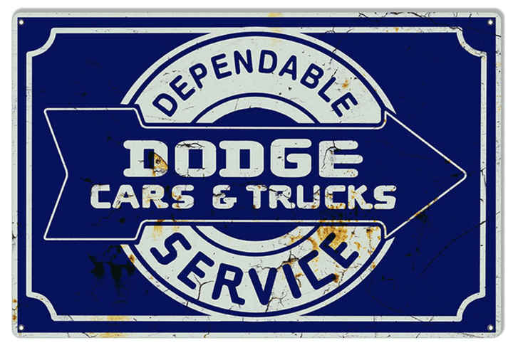 Dodge Cars & Trucks 24 Gauge Metal Advertising Sign Vintage Style Retro Reproduction Garage Wall Art