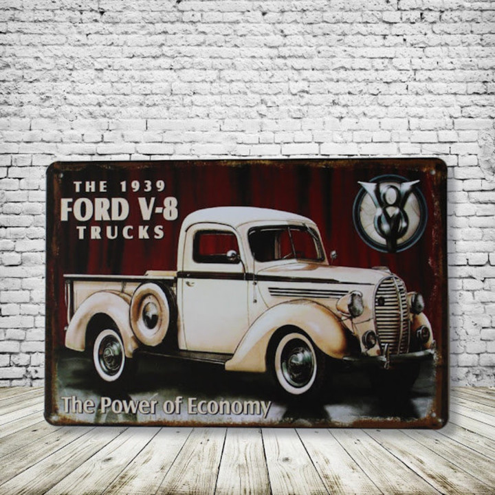 Ford Trucks Vintage Style Antique Collectible Tin Sign Metal Wall Decor Garage Man Cave Game Room Bar