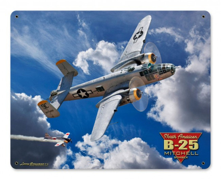 B 25 Mitchell Bomber Fighter Plane Plasma Shape Metal Sign American Made Military Patriotic Wall Decor Art Lg