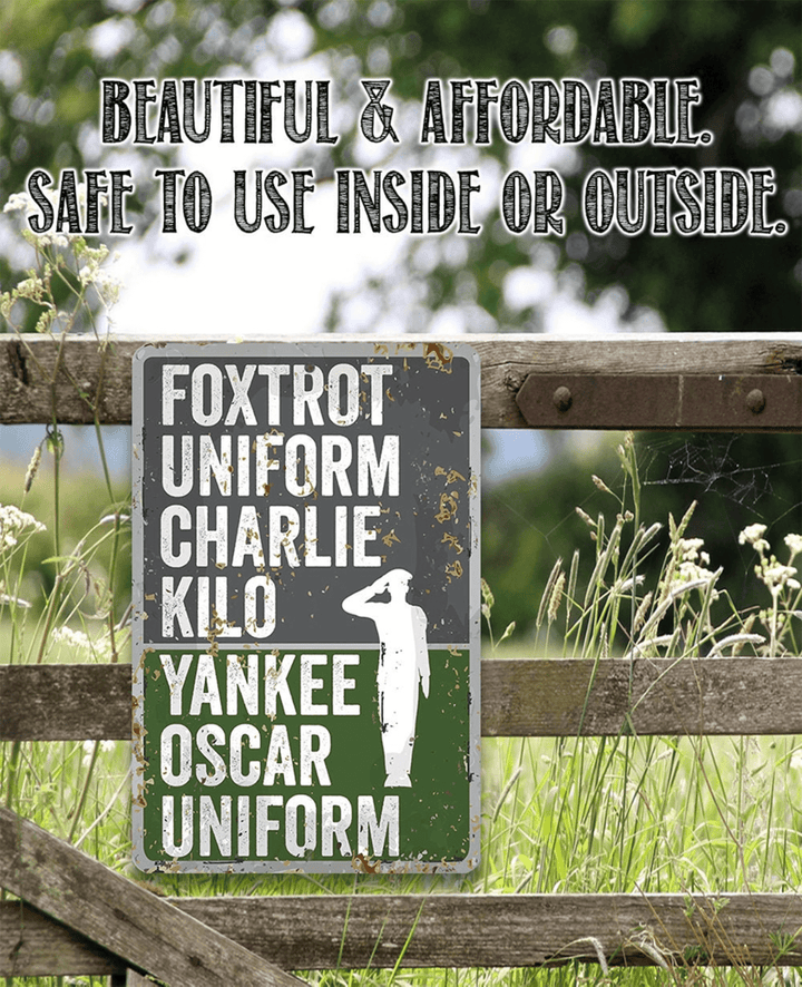 Tin Metal Sign Foxtrot Uniform Charlie Kilo Yankee Oscar Uniform Indoor Outdoor Gift