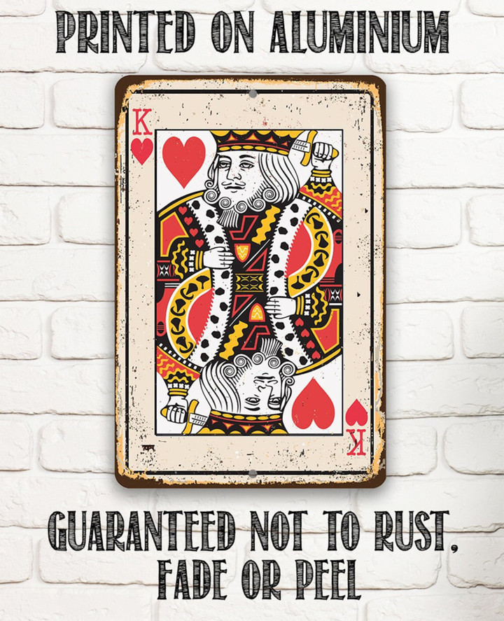 Tin Metal Sign King Of Hearts Card Or Use Indoor Outdoor Game Room And Man Cave Decor And Housewarming Gift