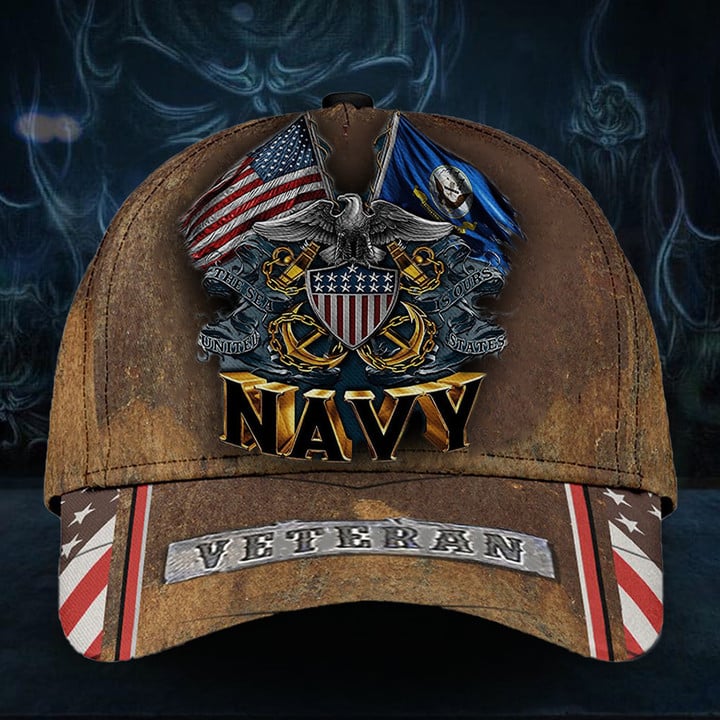 Proud Us Military Navy Veteran Eagle American Flag Hat Classic Cap