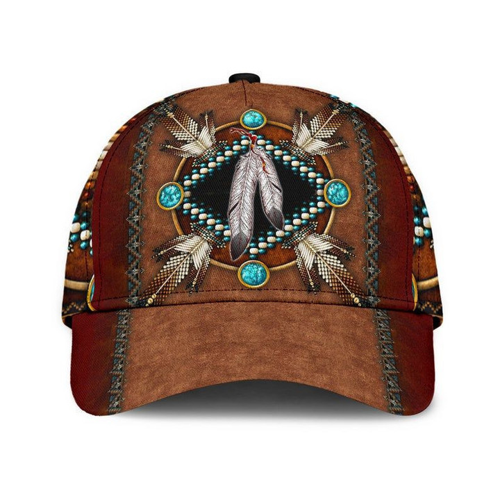 Native American Brown Pattern Hat Classic Cap 3D Skull Cap, Human Cap, Trending Cap, American Classic Cap