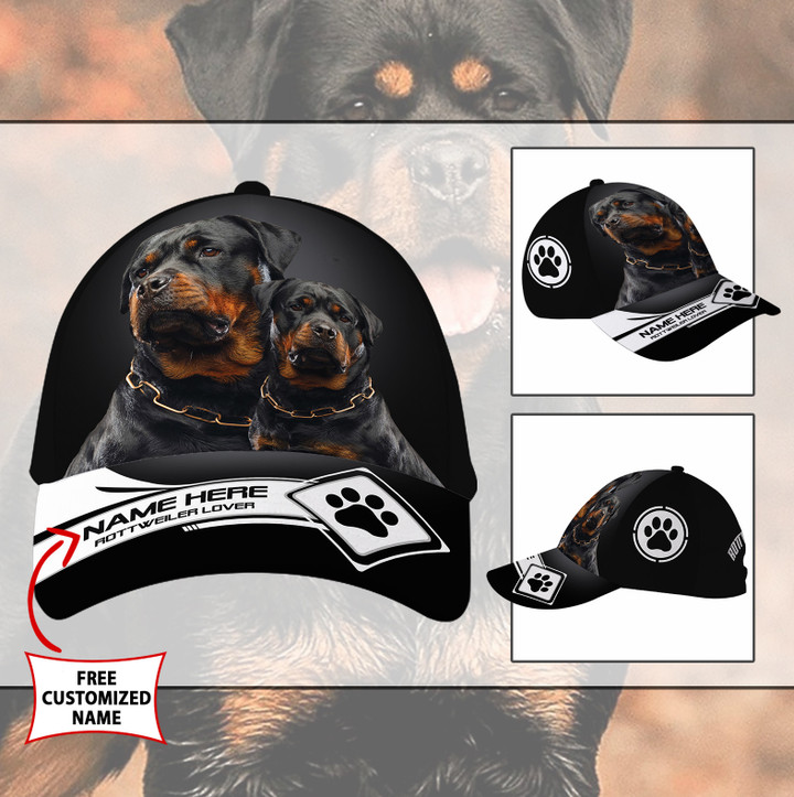 Personalized Custom Name Cool Rottweiler Dog Hat Classic Cap