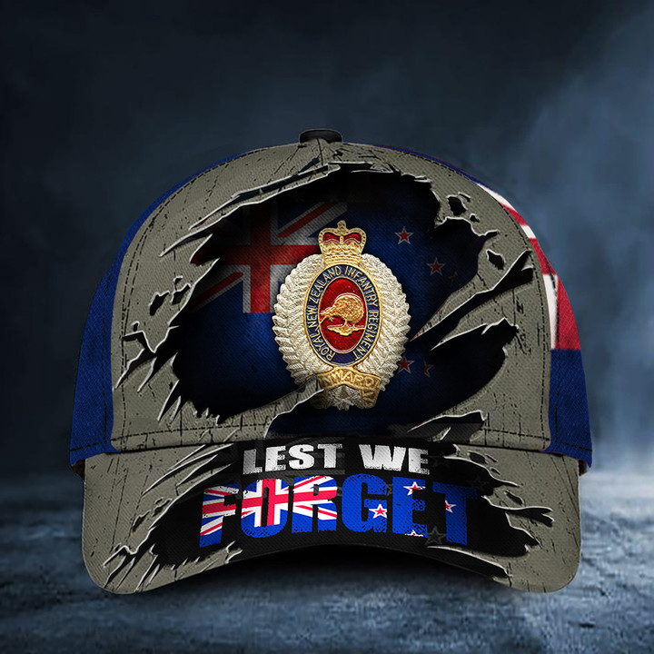 Lest We Forget New Zealand Flag Hat Royal Infantry Regiment Army Veteran Hat Patriotic Gifts Hat Classic Cap