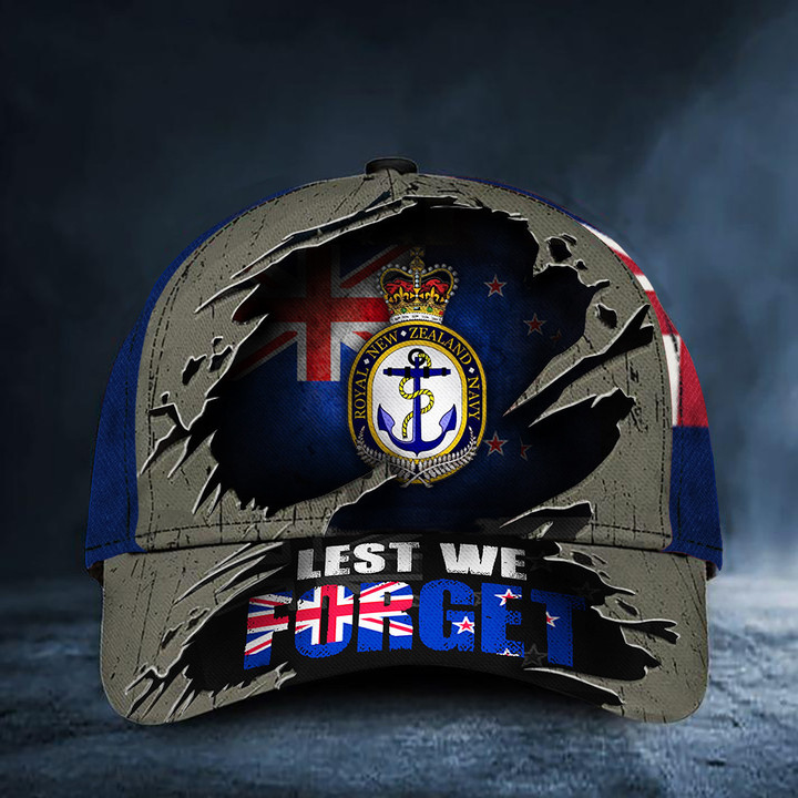 Lest We Forget New Zealand Flag Hat Navy Veterans Mens Patriotic Hat Memorial Gifts Hat Classic Cap