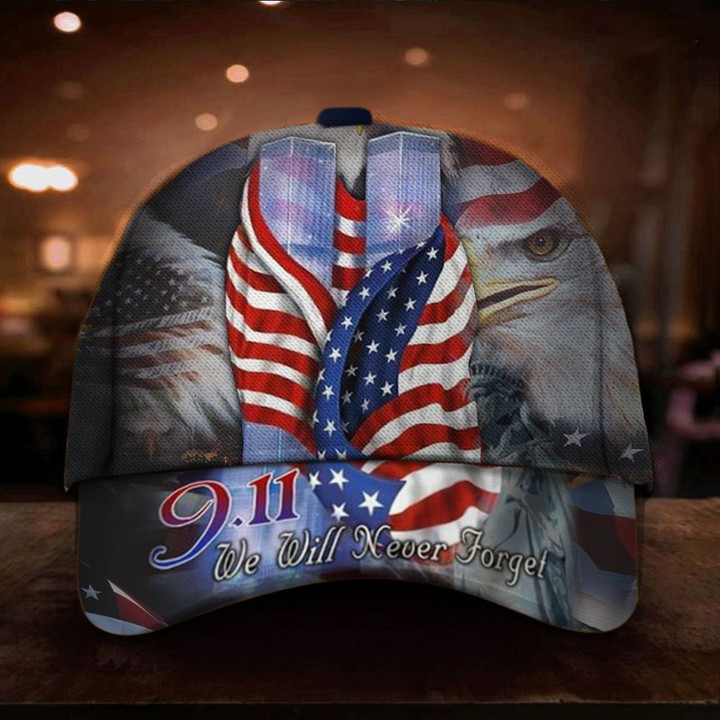 9.11 Never Forget Eagle Usa Flag Cap In Memorial Twin Tower Attacks Hat Classic Cap