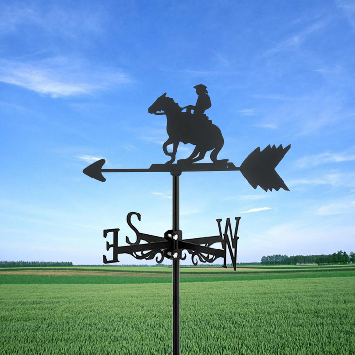 Horse Farm Sign Weathervane Silhouette Art Black Metal Wind Vanes Outdoors Decorations Garden For Roof Yard Building