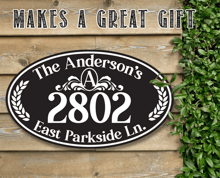 Personalized Metal Sign Address Plaque Oval Tin - Great Gift And Decor