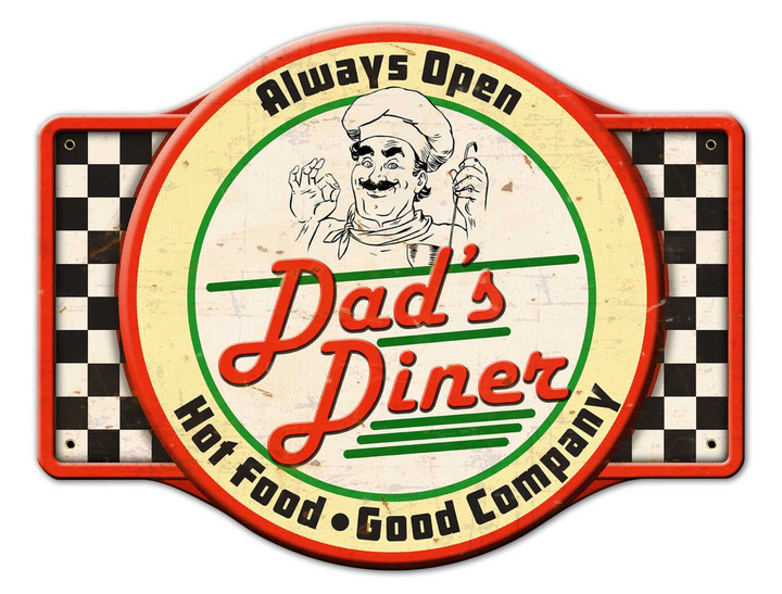 Dads Diner Sign Custom Metal Wall Art Wall Decor American Made Nostalgic Vintage Style Retro Garage Art